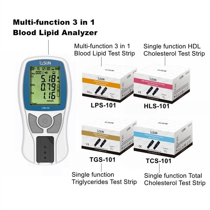 LYSUN CE 6 in 1 TC/TG/HDL/UR/UA/CR Dry Biochemical Analysis Meter For Cholesterol