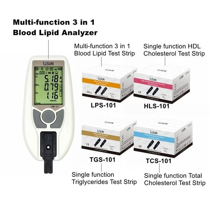 LYSUN CE 6 in 1 TC/TG/HDL/UR/UA/CR Dry Biochemical Analysis Meter For Cholesterol